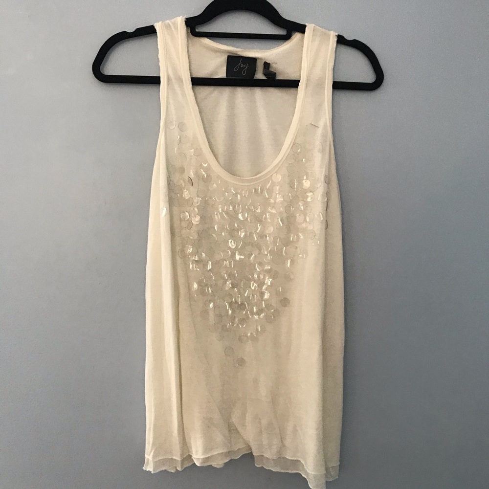 cream sequin tank